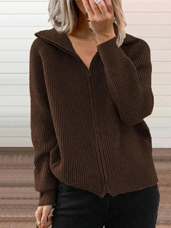 Women’s Zip-Up Cardigan Sweater – Lightweight V-Neck Knit