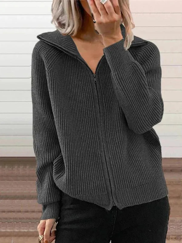 Women’s Zip-Up Cardigan Sweater – Lightweight V-Neck Knit