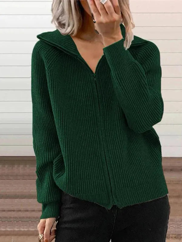 Women’s Zip-Up Cardigan Sweater – Lightweight V-Neck Knit