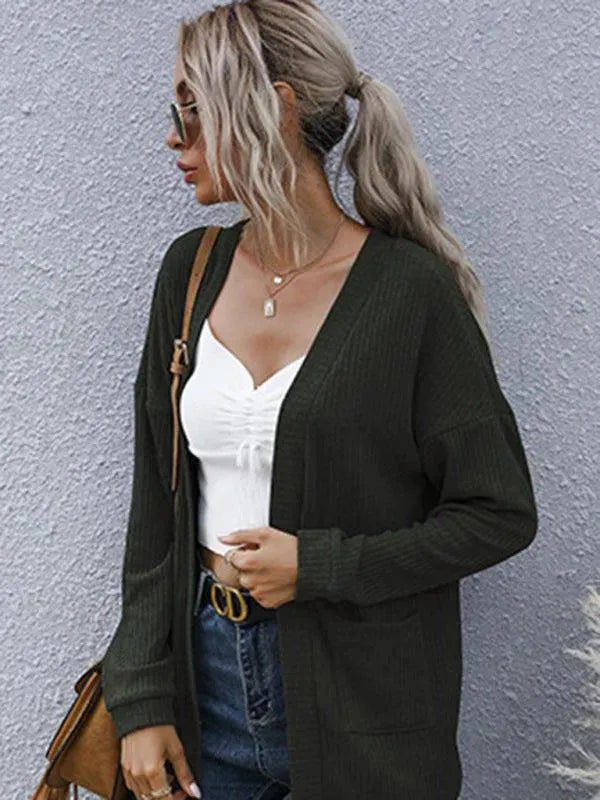 Women’s Solid Longline Cardigan Sweater – Slip-On V-Neck